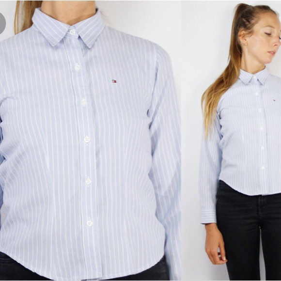 Tommy Hilfiger Tops - Blue and white stripped Tommy Hilfiger Button up
